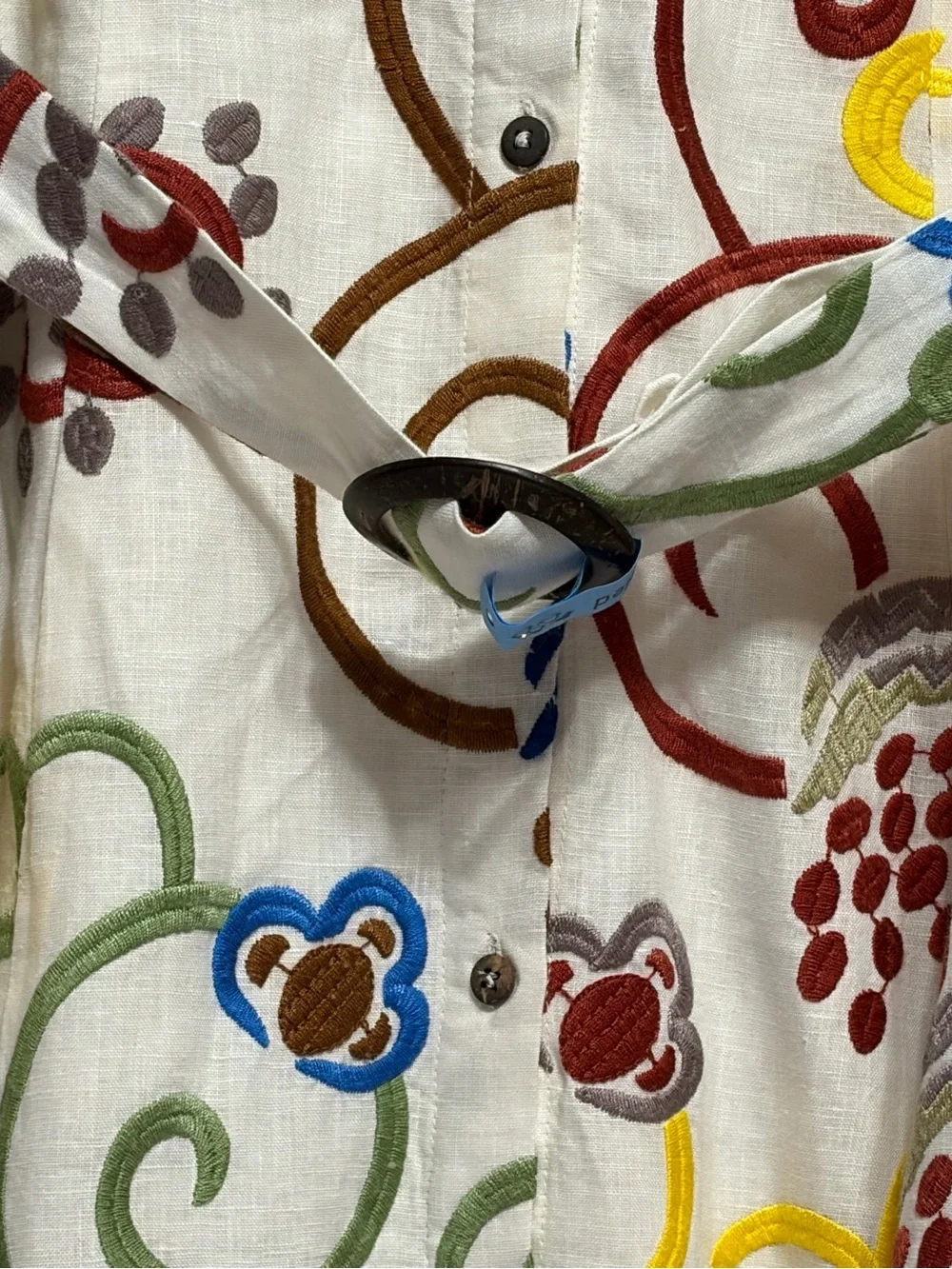 Never A Wallflower Ivory Linen Maxi,Multicolored Textured Embroidery, Resort_3